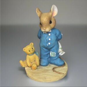Enesco Baby Brown Mouse Figurine with Yellow Bear